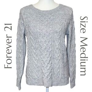 Forever 21 Gray Cable Knit Sweater Warm Cozy Comfy Sweater Size Medium